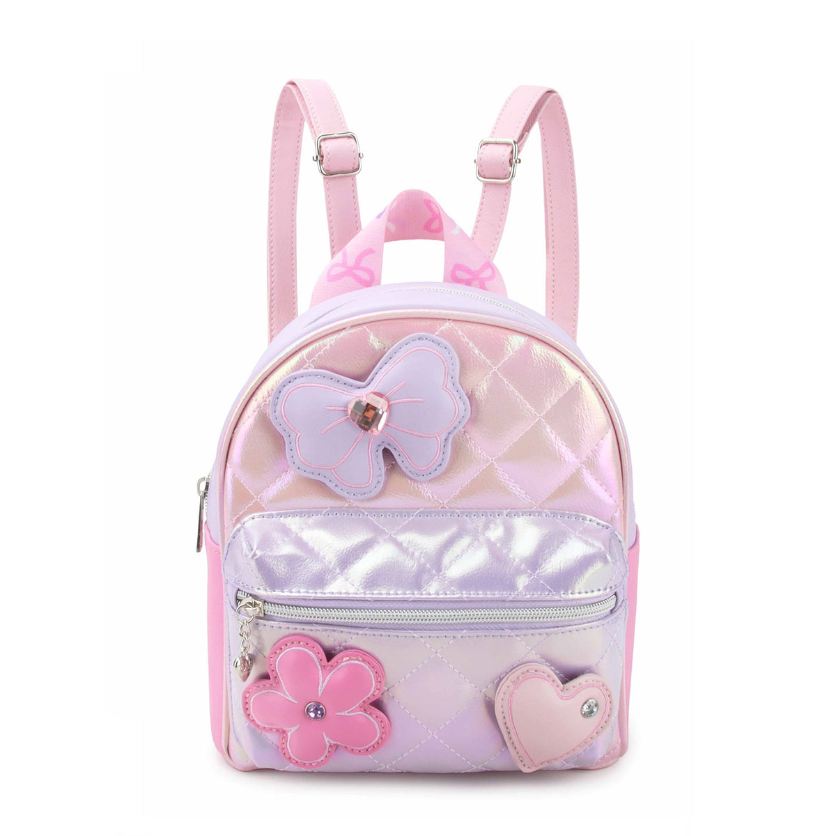 Bow, Heart, & Daisy Patched Quilted Mini Backpack – OMG Accessories