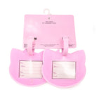 back view of pink silicone kitty cat luggage tag set of 2