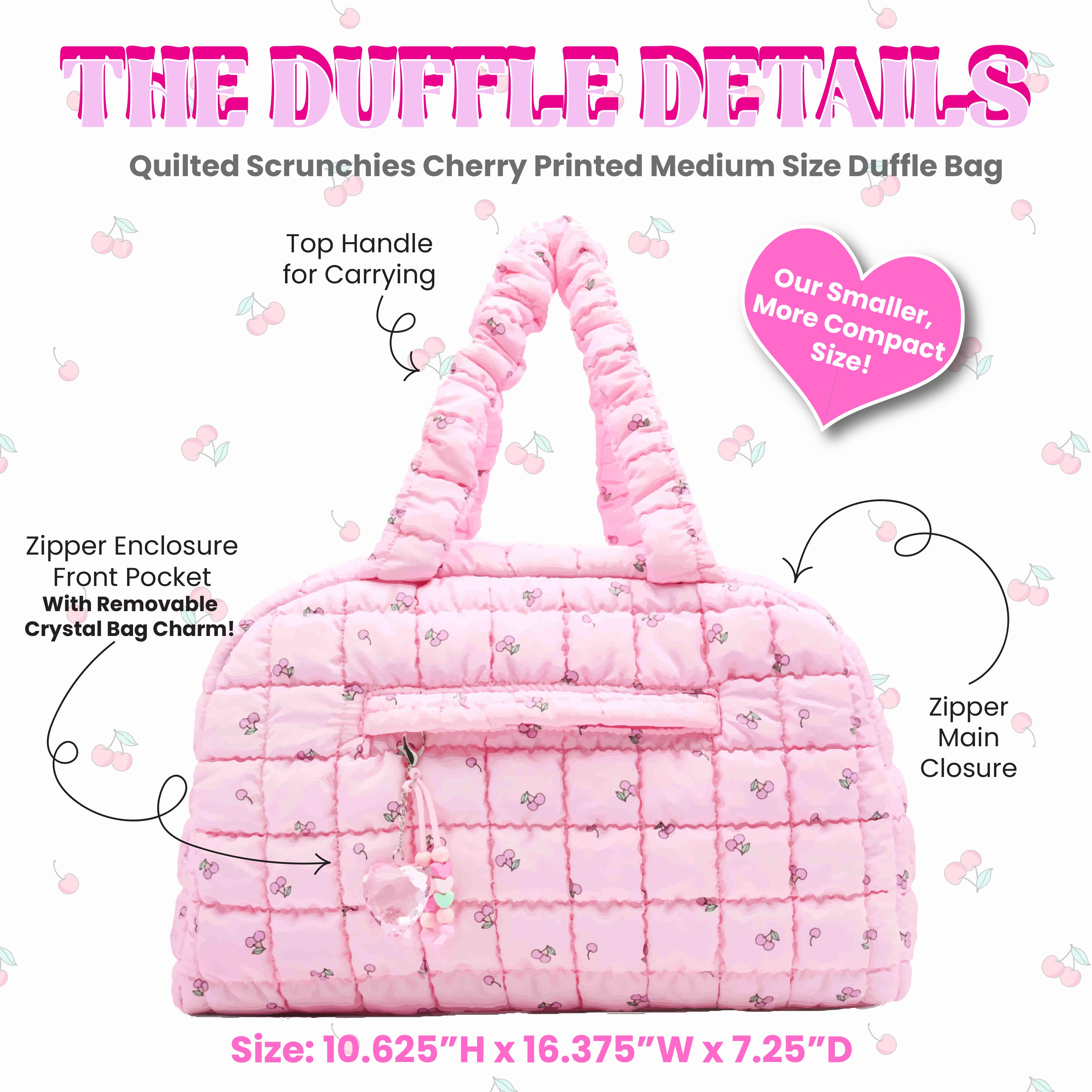 Quilted Scrunchies Cherry Printed Medium Duffle Bag – OMG