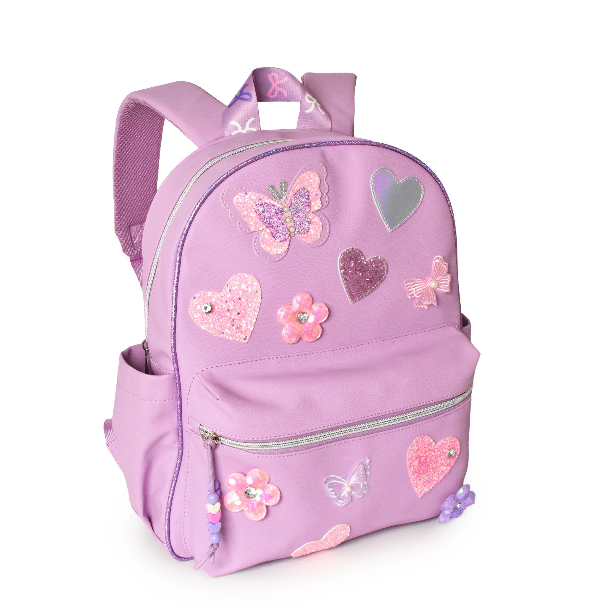 Butterfly, Heart, Daisy, & Bow Patched Large Backpack – OMG