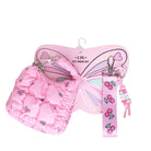 pink quilted cherry printed bag charm with  matching detachable wristlet strap