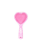 back view of a heart printed & heart-shaped hairbrush with varsity letters 'dance' 