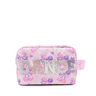 Pink Cherry Bow Printed Cosmetic Pouch with Glitter "DANCE" Varsity Letters