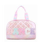 pink holographic quilted medium sized 'DANCE' duffle bag