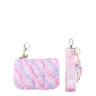 pink heart printed quilted bag charm with detachable matching wristlet strap