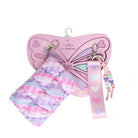 pink heart printed quilted bag charm with detachable matching wristlet strap