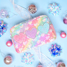 photoshoot photo of rainbow sequins heart patch with 3 heart patches