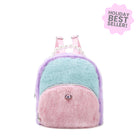 color blocked plush micro mini backpack with a pearl top handle