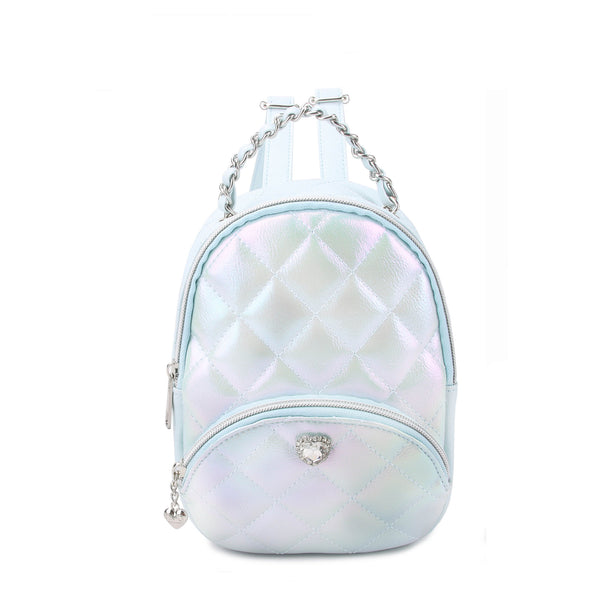 Metallic Quilted Blue Mini Backpack – OMG Accessories