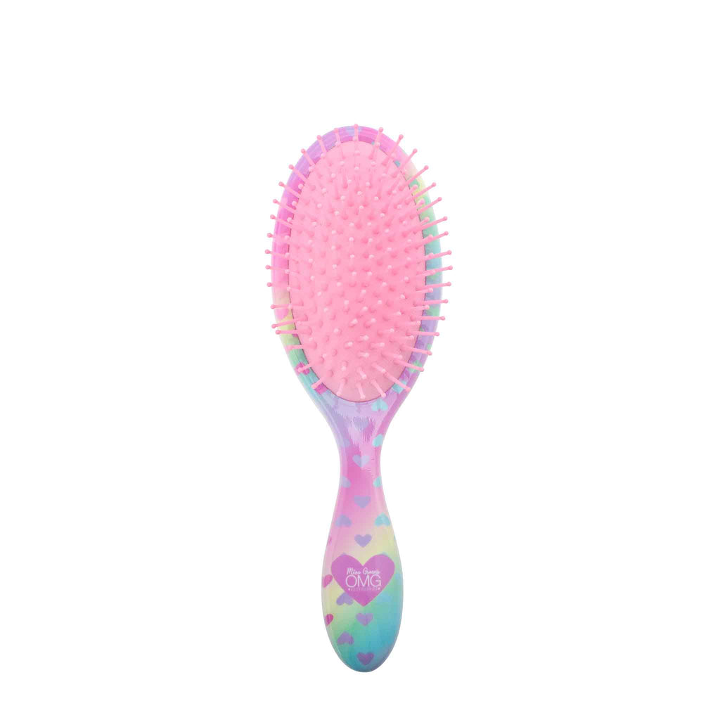 Back view of 'Love' heart-printed round hairbrush