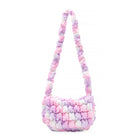 front view of an ombre long handle nylon quilted crossbody bag 