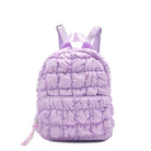 front view of a lavender quilted scrunch mini backpack