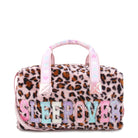 Pink leopad print bag with 'SLEEPOVER' glitter lettering